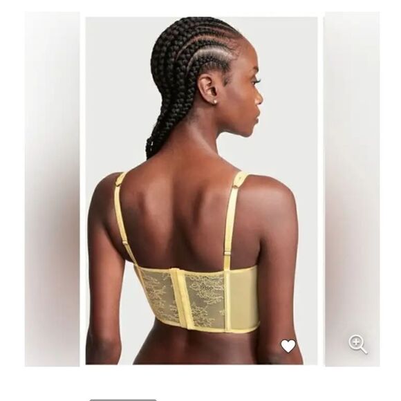 NWT Victoria’s Secret Dream Angels lemon yellow unlined lace-up corset top XL N - Picture 3 of 13